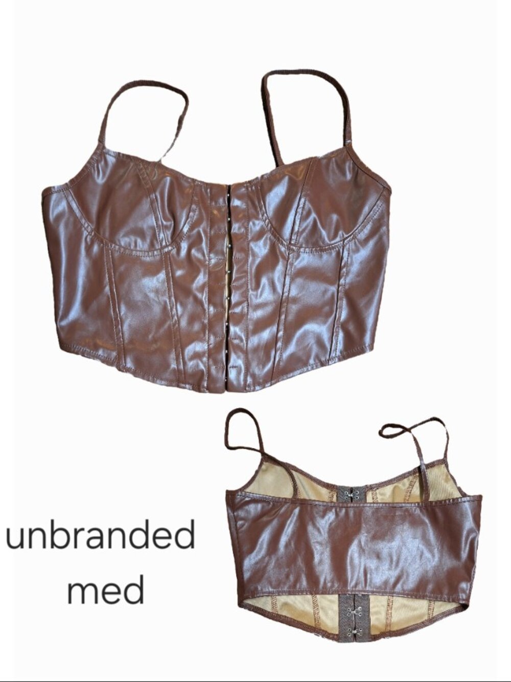 Faux Leather Cropped Corset M